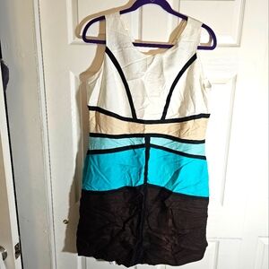 Ashley Stewart Linen Blend Dress 20w Plus Size White Teal Brown Black New Easter